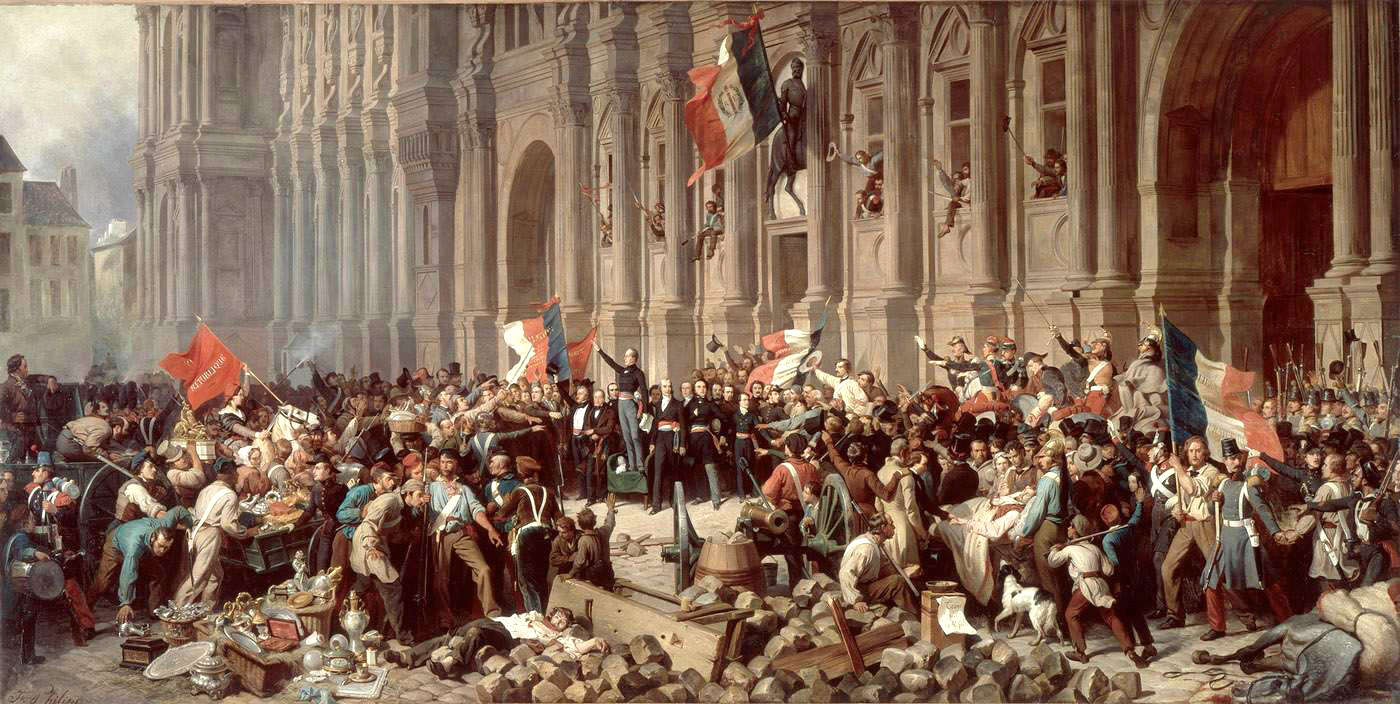 Lamartine in front of the Town Hall of Paris. Oil painting by don de M. Lindet (1901). PD-Art. Wikimedia Commons.