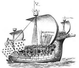 Ship of William the Conqueror Fred Jane, Heresies fo Sea Power (1906), Public Domain, Wikimedia Commons