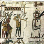 Detail of Bayeux Tapestry: Halley's Comet. Embroidery (unknown seamstress). PD-US-No Notice. Wikimedia Commons.