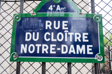 Contemporary street sign for Rue du Coître Notre-Dame. Photo by Dan Owen (2014). PD-Author Permission.