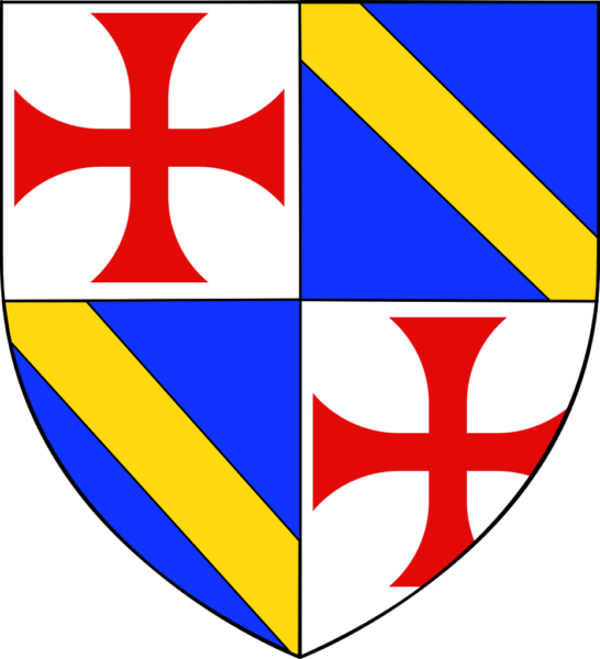 Coat of arms of Jacques de Molay, last Grand Master of the Knights Templar. Illustration by Odejea (2008). Musée de Versaille. PD-Creative Commons Attribution-Share Alike 3.0. Wikimedia Commons.