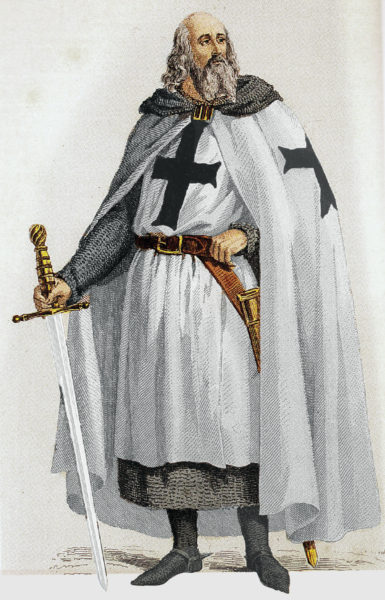 Jacques de Molay. Illustration by anonymous (c. 19th century). Bibliotheque Nationale de France. PD-70+ Wikimedia Commons.