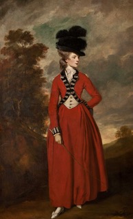 Lady Worsley wears a riding habit. Painting by Sir Joshua Reynolds (c.1776). Harewood House. PD-100+ Wikimedia Commons.