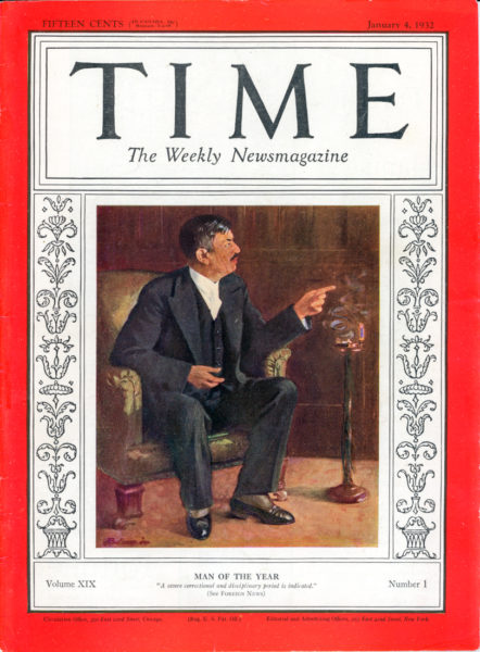 TIME Magazine dated 4 January 1932; Pierre Laval as “Man of the Year.” Oil painting by Harris Rodvogin. Author’s collection. 