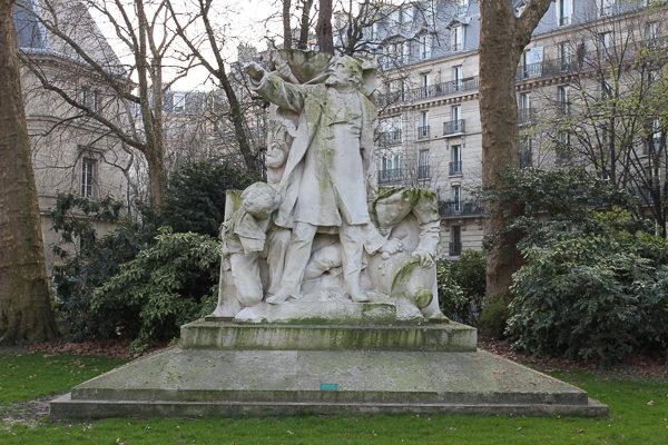 Fragment of the enormous monument to Léon Gambetta. This was part of the stone base. Now located in Square Edouard Vaillant−Paris (20e). Photo by Pyb (March 2011). PD-GNU Free Documentation License v.1.2. Wikimedia Commons. 