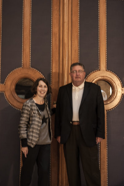 Raphaëlle and Stew standing in front of the entrance to the Paris Court of Appeals. This is the courtroom where Pierre Laval and Marshall Pétain were tried (separately). Photo by Sandy Ross.