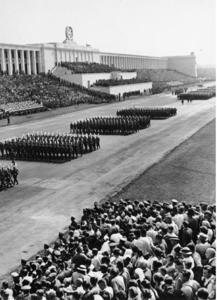 Nuremberg Congress Party, Parade. Photo by anonymous (September 1937). German Federal Archives. Bundesarchive, Bild 183-C12660/CC-BY-SA 3.0. Wikimedia Commons. 