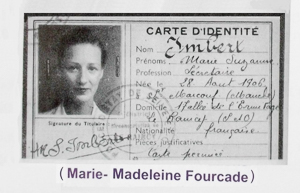 War-time identity card of Marie Suzanne Umbert (real name: Marie-Madeleine Fourcade). Photo by anonymous (date unknown). 