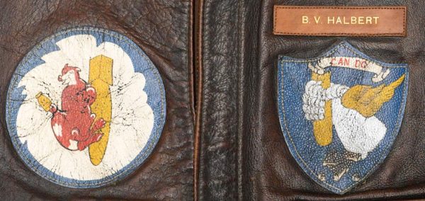 Closeup of a flight jacket with 422d bomb squadron patch (left) and 305th bomb group patch (right). Photo courtesy of a friend.