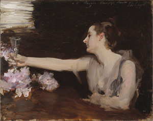 Madame Gautreau Drinking a Toast. Painting by John Singer Sargent (c. 1883). Isabella Stewart Gardner Museum. PD-80+. Wikimedia Commons. 