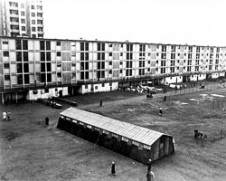 Courtyard of Drancy internment camp. Photo by anonymous (date unknown).