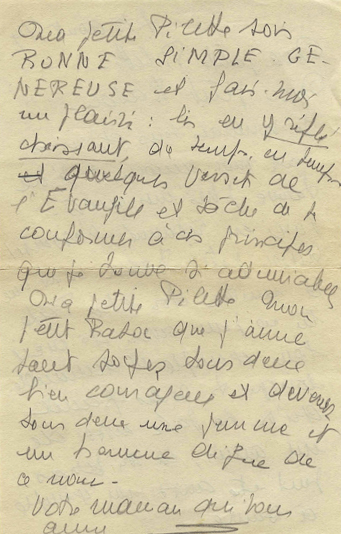 Letter written by Suzanne Spaak to her children. Photo by anonymous (12 August 1944).
