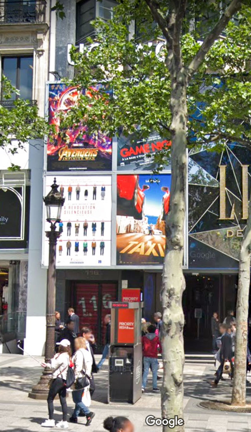 Contemporary view of 116, avenue des Champs-Élysées ⏤ former site of Radio-Paris. Photo by anonymous (date unknown). Google Maps PD-Author Release.