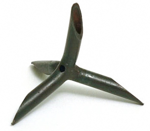 Caltrop used by the CIA to puncture rubber tires. Photo by CIA (date unknown). PD-U.S. Government. Wikimedia Commons.
