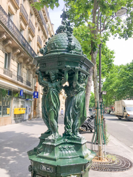 Wallace fountain (green). Photo by Ulrike Lemmin-Woolfrey (2018). Bonjour Paris: The Wallace Fountain in Color. Courtesy of Ulrike Lemmin-Woolfrey.