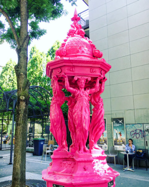 Wallace fountain (Pink). Photo by Ulrike Lemmin-Woolfrey (2018). Bonjour Paris: The Wallace Fountain in Color. Courtesy of Ulrike Lemmin-Woolfrey.