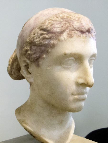 Marble bust of Cleopatra VII. Sculpture by anonymous (c. 30 B.C.). Altes Museum Berlin. PD-Author Release. Wikimedia Commons.