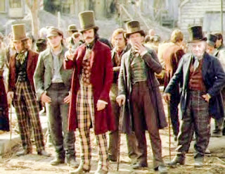 Movie still from “Gangs of New York.” Bill the Butcher stands in center in the red long coat. Photo by anonymous (c. 2002). 