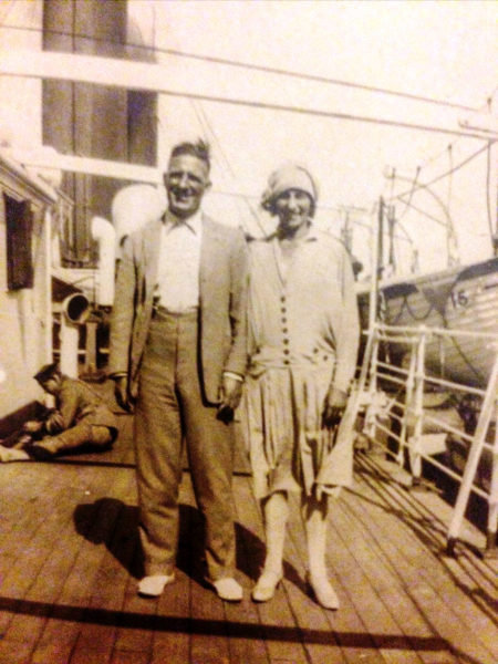 Billy Kimber on holiday on a cruise ship with his first wife. Photo by anonymous (date unknown). Courtesy of Juliet, his great-granddaughter.