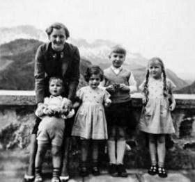 Gerda Bormann and four of her children; Martin Adolf is second from right. Photo by anonymous (date unknown).