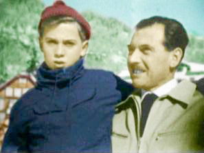 Rolf Mengele (left) on his first visit to his father, Josef Mengele (right). Photo by anonymous (c. 1956). 