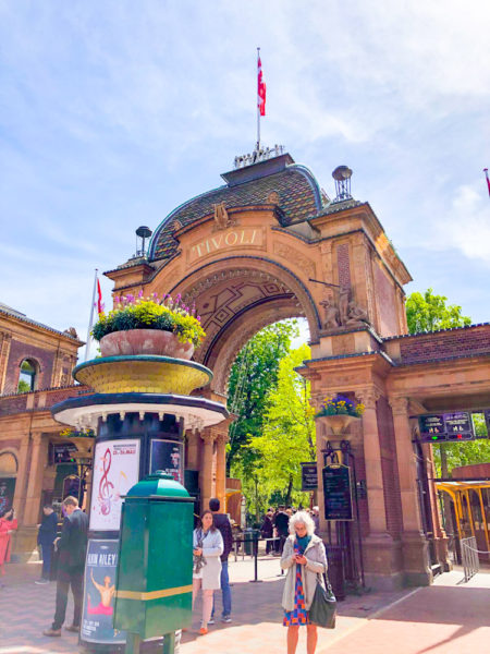 Main entrance to Tivoli Gardens in Copenhagen, Denmark. Photo by Dilveen (May 2019). PD-CCA-Share Alike 4.0 International. Wikimedia Commons.