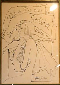 Sketch of Suzy Solidor. Illustration by Jean Cocteau (1937).