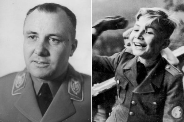 Martin Bormann (left) and Martin Adolf Bormann (right) in his Hitler Youth uniform. Photos by anonymous (dates unknown). New York Post.