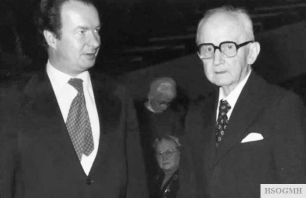 Wolf Rüdiger Hess (left) and former Nazi Grand Admiral Karl Doenitz (right). Photo by anonymous (prior to December 1980). Courtesy of Historical Society of German Military History.