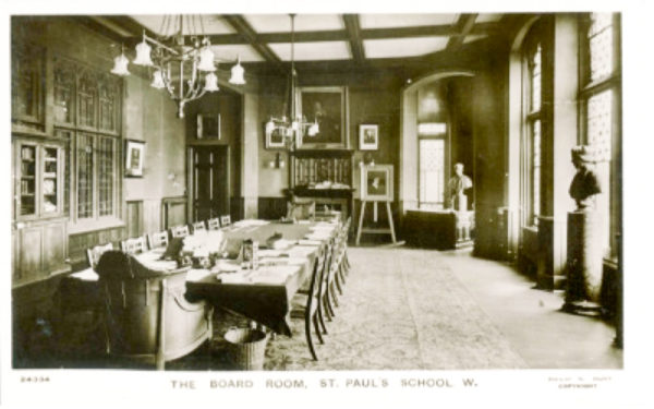 The board room at St. Paul’s School where SHAEF high command met to plan the invasion of Normandy. Photo by anonymous (date unknown). Courtesy of St. Paul’s School. 