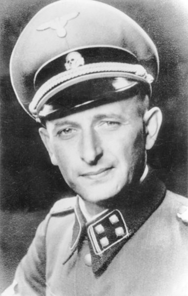 SS-Obersturmbannführer (lieutenant colonel) Adolf Eichmann. Photo by anonymous (c. 1941-43). PD-Expired Copyright. Wikimedia Commons.