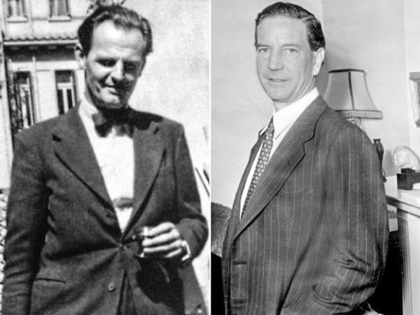 Cambridge spies: Donald Maclean (left) and Kim Philby (right). Photo by anonymous (date unknown).
