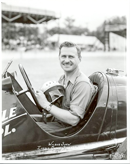 Wilbur Shaw in the cockpit of his Boyle Special Maserati which he drove to consecutive wins in the 1939 and 1940 Indianapolis 500 races. Photo by anonymous (c. 1939). 