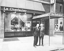Brothers, Maurice and Réne Dreyfus, outside their Manhattan restaurant, Le Chanteclair. Photo by anonymous (date unknown).