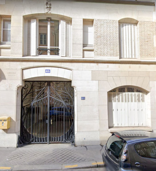 Residence of Robert Alesch; 46, rue Spontini (16e). Photo by Google Maps (date unknown).