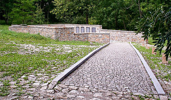 Memorial at the site of the former Buchenwald “Little Camp.” Photo by Katharina Brand (date unknown).