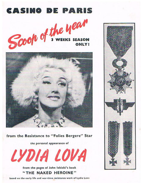 Advertisement for Lydia Lova’s performance at the Casino de Paris London. Photo by anonymous (c. 1963).