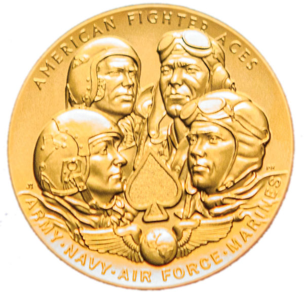 Congressional Gold Medal awarded in honor of American fighter aces. Photo by anonymous (date unknown). PD-U.S. Government. Wikimedia Commons.