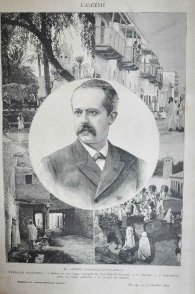Louis Lépine as governor of Algeria. Illustration by anonymous (date unknown). Submitted by Philippe Alès. PD-CCA-Share Alike 4.0 International. Wikimedia Commons.