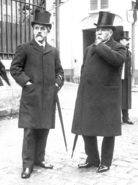 Louis Lépine (left) and Georges Clémenceau (right), the French prime minister. Photo by anonymous (23 February 1908). Bibliothèque nationale de France. Agence Rol. PD-Author’s life plus 70 years or fewer. Wikimedia Commons.