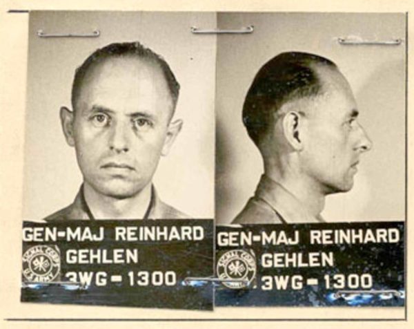 Mugshot of Reinhard Gehlen after his surrender to the Allies. Photo by anonymous (c. 1945). US Army, Signal Corps. PD-U.S. Government. Wikimedia Commons. 