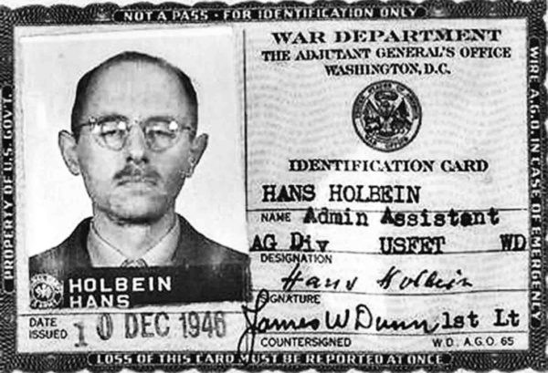 Reinhard Gehlen’s service identity card as Hans Holbein. Photo by anonymous (c. 1946). 