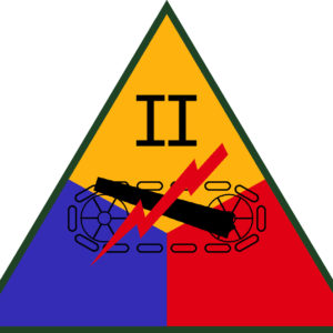 U.S. Army II Armored Corps shoulder sleeve insignia. Photo by Ed! (c. 2008). PD-Author release. Wikimedia Commons.