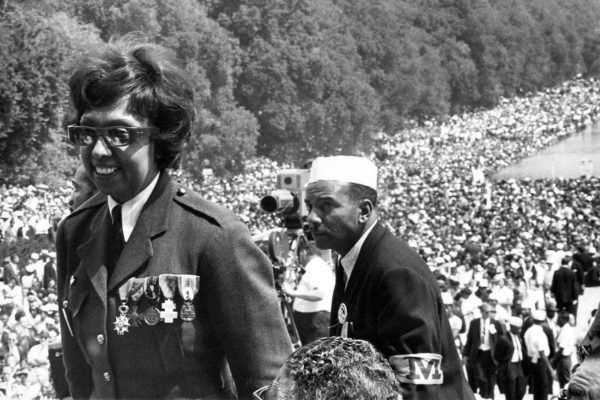 Josephine Baker dressed in her French military uniform at the March on Washington. Photo by anonymous (August 1963). 