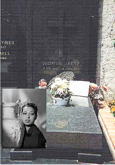 Grave of Josephine Baker in the Cimetière Monaco. Photo by anonymous (date unknown). 