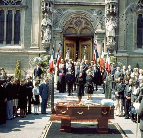 Funeral of Josephine Baker. She was buried in her French military uniform and became the first American-born person to be given full French military honors. Photo by anonymous (c. 1975). Courtesy of www.graceinfluential.com. 