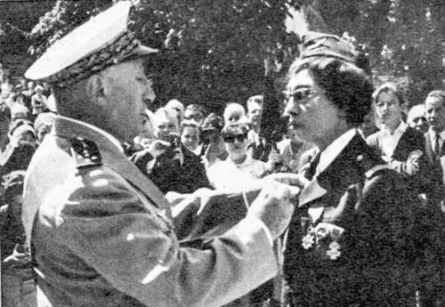Josephine Baker receiving the Croix de guerre. Photo by anonymous (date unknown).