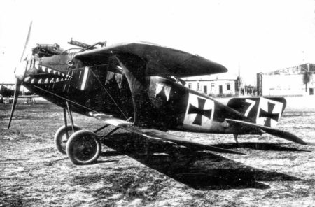 World War I German Roland C.II (Revell) aircraft commonly known as the “Walfisch,” or Whale. One of the first planes to exhibit shark teeth nose art. Photo by anonymous (date unknown). Air Corps Art.