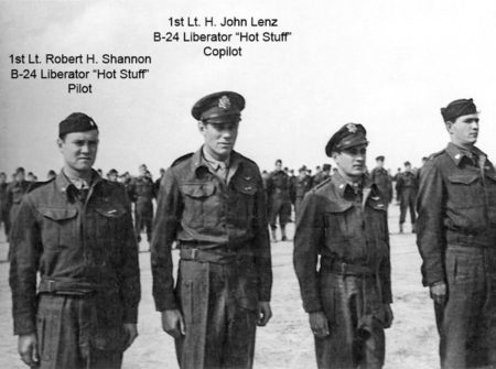 Crew members of “Hot Stuff.” Capt. Robert Shannon (far left) and Lt. John Lenz (second from left). Photo by anonymous (date unknown).