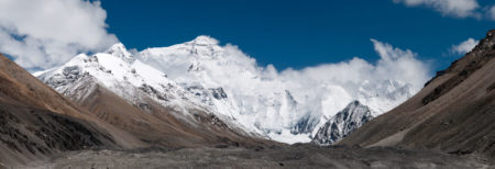 North face of Mount Everest as seen from the path to the base camp in Tibet, China. Photo by User: Ggia (10 August 2011). PD-CCA-Share Alike 3.0 Unported. Wikimedia Commons.